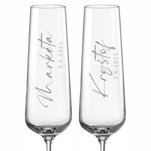 Svatební skleničky na sekt Calligraphy style, 2 ks