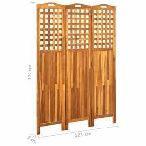 Paravan akáciové dřevo Dekorhome 121x170 cm (3-dílný),Paravan akáciové dřevo Dekorhome 121x170 cm (3-dílný)