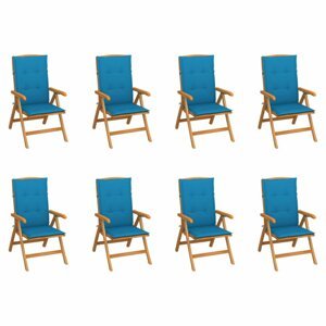 Skládací zahradní židle s poduškami 8 ks teak / látka Dekorhome Světle modrá,Skládací zahradní židle s poduškami 8 ks teak / látka Dekorhome Světle mo