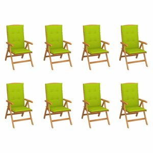 Skládací zahradní židle s poduškami 8 ks teak / látka Dekorhome Světle zelená,Skládací zahradní židle s poduškami 8 ks teak / látka Dekorhome Světle z