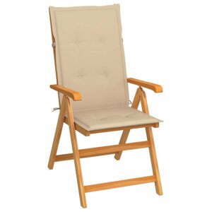 Skládací zahradní židle s poduškami teak / látka Dekorhome Béžová,Skládací zahradní židle s poduškami teak / látka Dekorhome Béžová