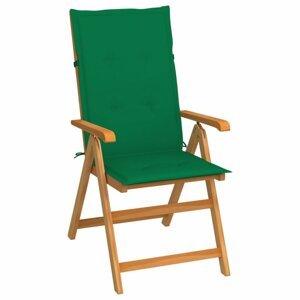 Skládací zahradní židle s poduškami teak / látka Dekorhome Tmavě zelená,Skládací zahradní židle s poduškami teak / látka Dekorhome Tmavě zelená