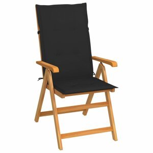 Skládací zahradní židle s poduškami teak / látka Dekorhome Černá,Skládací zahradní židle s poduškami teak / látka Dekorhome Černá