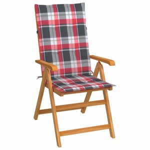 Skládací zahradní židle s poduškami teak / látka Dekorhome Bílá / červená,Skládací zahradní židle s poduškami teak / látka Dekorhome Bílá / červená