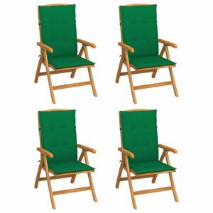 Zahradní židle 4 ks teak / látka Dekorhome Tmavě zelená,Zahradní židle 4 ks teak / látka Dekorhome Tmavě zelená