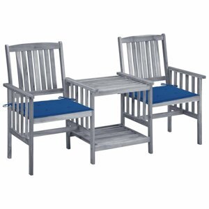 Zahradní židle se stolkem akácie / látka Dekorhome Tmavě modrá,Zahradní židle se stolkem akácie / látka Dekorhome Tmavě modrá