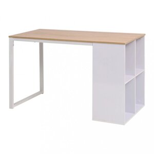 Psací stůl s regálem 120x60 cm Dekorhome Bílá / dub,Psací stůl s regálem 120x60 cm Dekorhome Bílá / dub