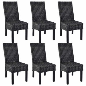 Jídelní židle 6 ks ratan / mangovník Dekorhome Černá,Jídelní židle 6 ks ratan / mangovník Dekorhome Černá