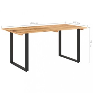 Jídelní stůl masivní dřevo / ocel Dekorhome 160x80x75 cm,Jídelní stůl masivní dřevo / ocel Dekorhome 160x80x75 cm