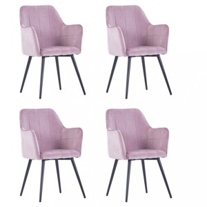 Jídelní židle 4 ks samet / ocel Dekorhome Růžová,Jídelní židle 4 ks samet / ocel Dekorhome Růžová