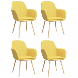 Jídelní židle 4 ks látka / bukové dřevo Dekorhome Žlutá,Jídelní židle 4 ks látka / bukové dřevo Dekorhome Žlutá