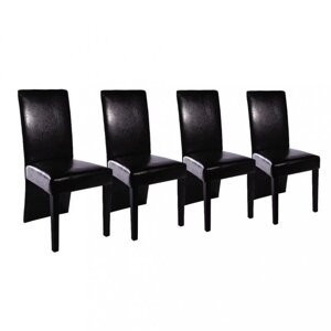 Jídelní židle 4 ks umělá kůže / dřevo Dekorhome Černá,Jídelní židle 4 ks umělá kůže / dřevo Dekorhome Černá
