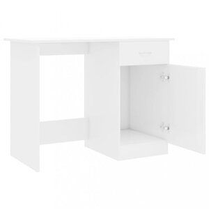 Psací stůl se skříňkou 100x50 cm Dekorhome Bílá lesk,Psací stůl se skříňkou 100x50 cm Dekorhome Bílá lesk
