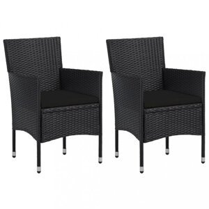 Zahradní židle 2 ks umělý ratan Dekorhome Černá,Zahradní židle 2 ks umělý ratan Dekorhome Černá