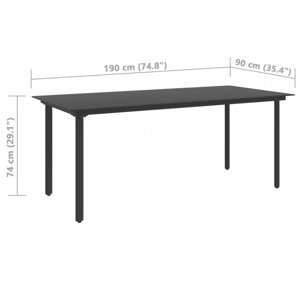 Zahradní jídelní stůl černá / sklo Dekorhome 190x90x74 cm,Zahradní jídelní stůl černá / sklo Dekorhome 190x90x74 cm