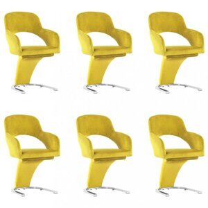 Jídelní židle 6 ks samet / chrom Dekorhome Žlutá,Jídelní židle 6 ks samet / chrom Dekorhome Žlutá