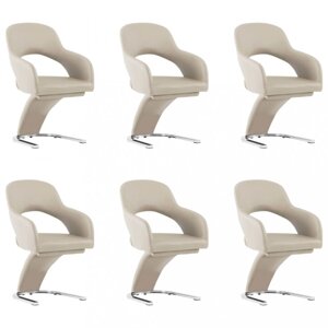 Jídelní židle 6 ks umělá kůže / chrom Dekorhome Cappuccino,Jídelní židle 6 ks umělá kůže / chrom Dekorhome Cappuccino