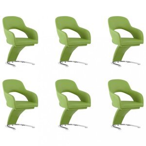 Jídelní židle 6 ks umělá kůže / chrom Dekorhome Zelená,Jídelní židle 6 ks umělá kůže / chrom Dekorhome Zelená