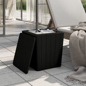Zahradní stolek / úložný box Dekorhome Černá,Zahradní stolek / úložný box Dekorhome Černá