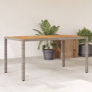 Zahradní stůl s akáciovou deskou šedý 150x90x75 cm polyratan,Zahradní stůl s akáciovou deskou šedý 150x90x75 cm polyratan