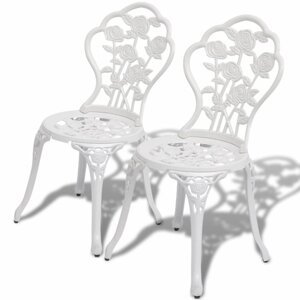 Zahradní bistro židle 2 ks litý hliník Bílá,Zahradní bistro židle 2 ks litý hliník Bílá