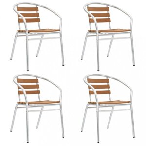 Stohovatelné zahradní židle 4 ks stříbrná / hnědá Dekorhome,Stohovatelné zahradní židle 4 ks stříbrná / hnědá Dekorhome