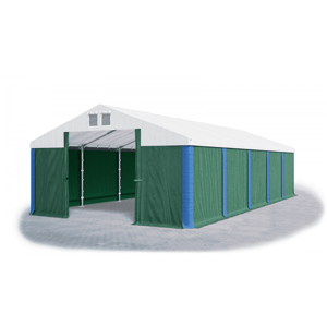 Garážový stan 4x6x2m střecha PVC 560g/m2 boky PVC 500g/m2 konstrukce ZIMA Zelená Bílá Modré,Garážový stan 4x6x2m střecha PVC 560g/m2 boky PVC 500g/m2