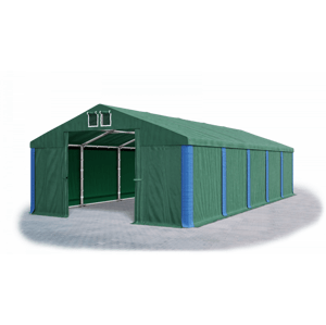 Garážový stan 4x6x2m střecha PVC 560g/m2 boky PVC 500g/m2 konstrukce ZIMA PLUS Zelená Zelená Modré,Garážový stan 4x6x2m střecha PVC 560g/m2 boky PVC 5
