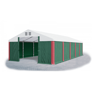Garážový stan 6x10x3,5m střecha PVC 560g/m2 boky PVC 500g/m2 konstrukce ZIMA Zelená Bílá Červené,Garážový stan 6x10x3,5m střecha PVC 560g/m2 boky PVC