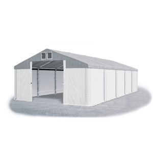 Skladový stan 5x10x2,5m střecha PVC 560g/m2 boky PVC 500g/m2 konstrukce ZIMA PLUS Bílá Šedá Bílá,Skladový stan 5x10x2,5m střecha PVC 560g/m2 boky PVC
