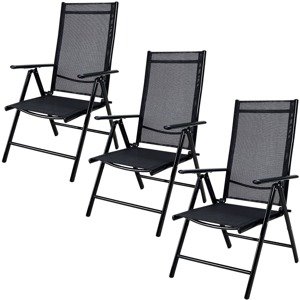 Skládací zahradní židle 3 ks Dekorhome Černá,Skládací zahradní židle 3 ks Dekorhome Černá