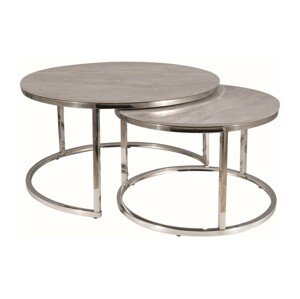 Konferenční stolek 2 ks  PORTAFINO Stříbrná / šedá,Konferenční stolek 2 ks  PORTAFINO Stříbrná / šedá