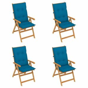 Skládací zahradní židle 4 ks s poduškami Dekorhome Světle modrá,Skládací zahradní židle 4 ks s poduškami Dekorhome Světle modrá