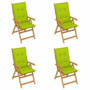 Skládací zahradní židle 4 ks s poduškami Dekorhome Světle zelená,Skládací zahradní židle 4 ks s poduškami Dekorhome Světle zelená
