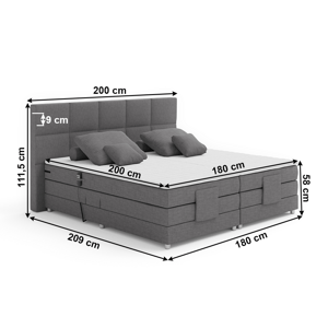 Elektrická polohovací boxspringová postel ISLA 180 x 200 cm,Elektrická polohovací boxspringová postel ISLA 180 x 200 cm