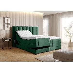 Elektrická polohovací boxspringová postel VERONA 160 Lukso 35 - tmavě zelená,Elektrická polohovací boxspringová postel VERONA 160 Lukso 35 - tmavě zel
