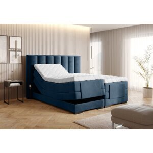 Elektrická polohovací boxspringová postel VERONA 160 Lukso 40 - modrá,Elektrická polohovací boxspringová postel VERONA 160 Lukso 40 - modrá