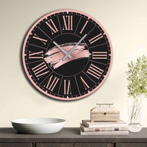 Nástěnné hodiny MDF TAHY ŠTĚTCEM růžové 50 x 50 cm