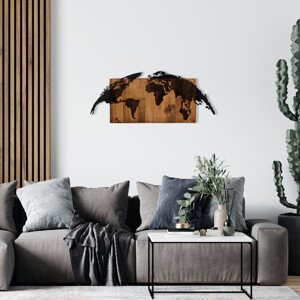 Nástěnná dekorace dřevo SVĚTADÍLY tmavé 83 x 35 cm