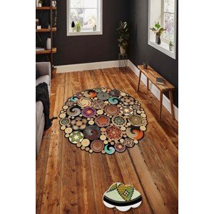 Kulatý koberec (60 cm) HMNT971 černý – mandaly a ornamenty