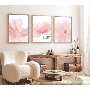 Dekorativní obraz MDF Růžový květ 3 ks