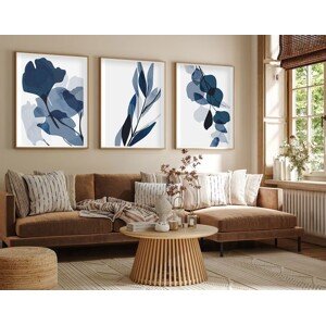 Dekorativní obraz MDF Modré rostliny 3 ks