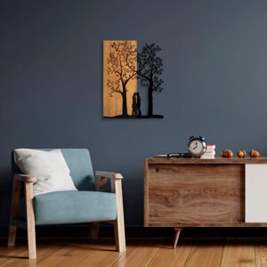 Nástěnná dekorace dřevo MILENCI V PARKU 45 x 58 cm