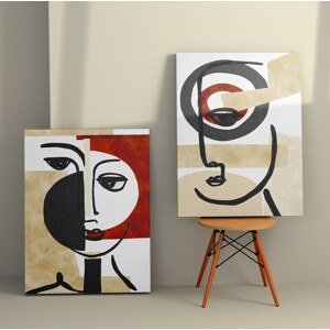 Set obrazů na plátně 2 ks ( 50 x 70 cm) Abstraktní obličeje