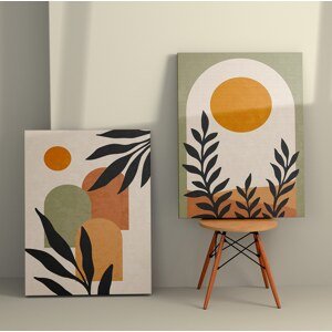 Set obrazů na plátně 2 ks ( 50 x 70 cm) Slunce a listy