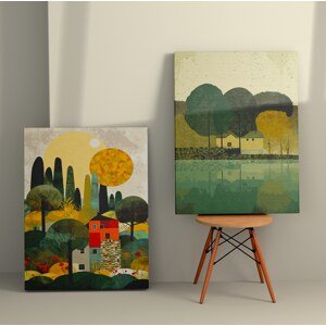 Set obrazů na plátně 2 ks ( 50 x 70 cm) Domky mezi stromy