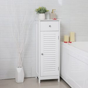Koupelnová úložná skříň úzká bílá 32 x 87 cm