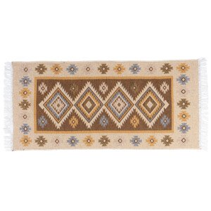Kusový oboustranný vzorovaný koberec KILIM - ROMBY medová 80x150 cm Multidecor