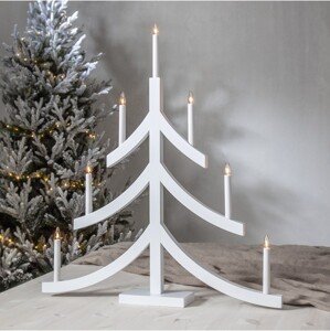 STAR TRADING Dřevěný vánoční LED svícen výška 79 cm Stra Trading Pagod - bílý