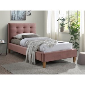 Signal Čalouněná postel TEXAS 90 x 200 cm barva růžová/ dub